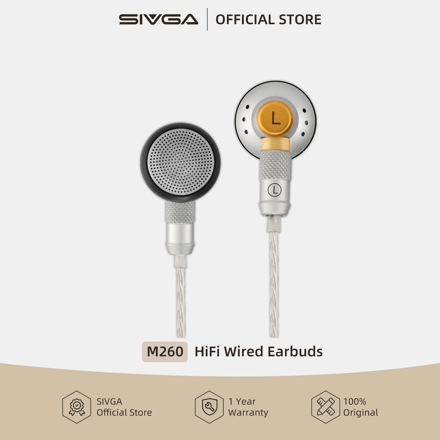 SIVGA M260 14.2mm Dynamic Driver HiFi Wired Flat-Head Earbuds High-Fidelity In-Ear Earphones